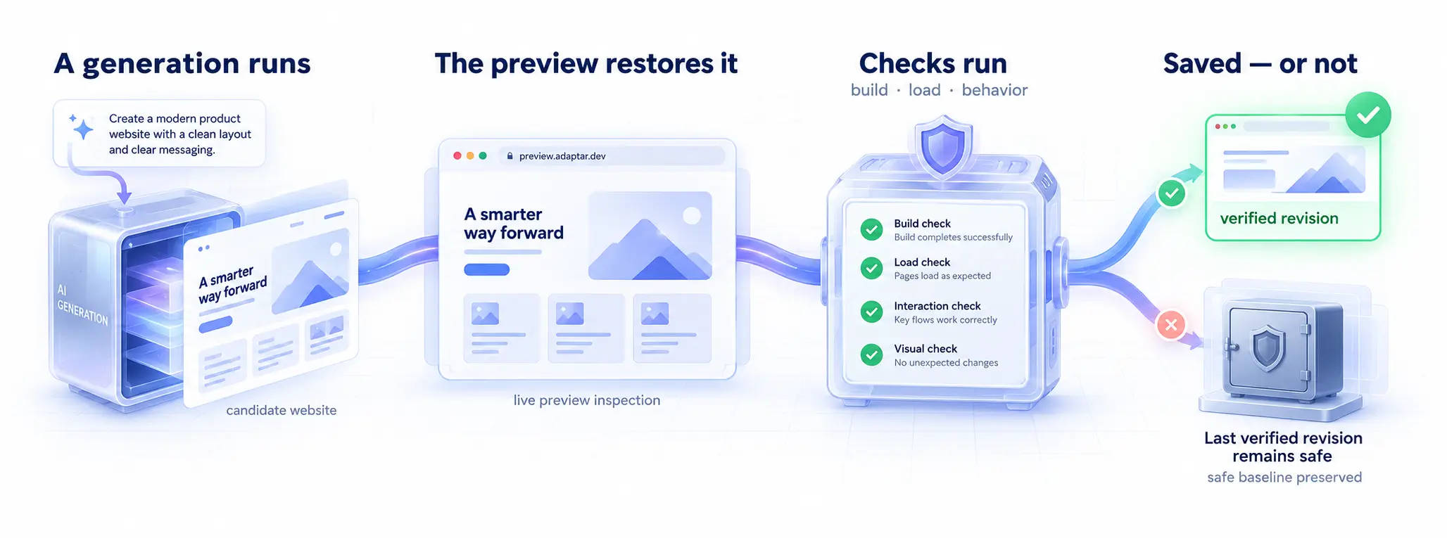 Revisions, verification, and recovery in the Adaptar workspace